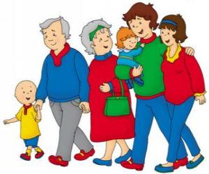 puzzel Caillou wandelen met zijn familie