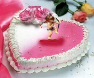 puzzel Cake vorm van hartjes en Cupido