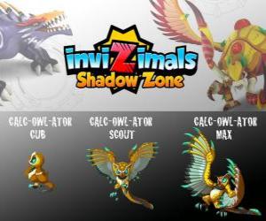 puzzel Calc-Owl-Ator Cub, Calc-Owl-Ator Scout, Calc-Owl-Ator Max. Invizimals Shadow Zone. De slimste Invizimals heeft zelfs geleerd om te tellen