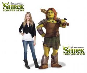 puzzel Cameron Diaz geeft de stem van Fiona, de krijger, in de nieuwste film Shrek Forever After