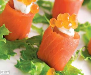 puzzel Canapé met zalm en kaas