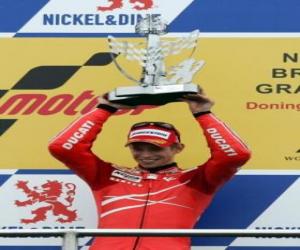 puzzel Casey Stoner op het podium