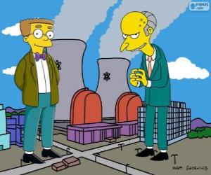 puzzel Charles Montgomery Burns en Waylon Smithers, de eigenaar van de kerncentrale van Springfield en zijn assistent