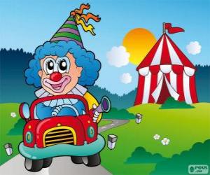 puzzel Clown in auto