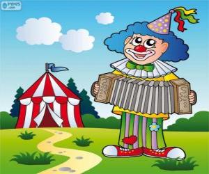 puzzel Clown spelen van de accordeon