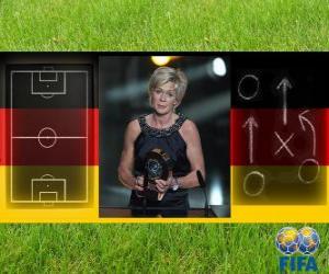 puzzel Coach van het Jaar FIFA 2010 voor het voetbal vrouw de winnaar van Silvia Neid