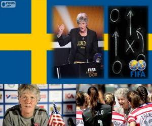 puzzel Coach van het jaar FIFA 2012 voor vrouwen voetbal winnaar Pia Sundhage