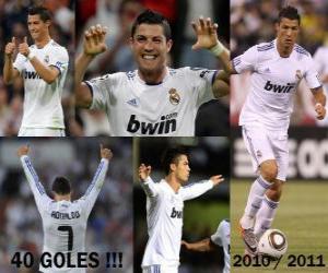 puzzel Cristiano Ronaldo, topscorer in de geschiedenis van de League Spaans 2010-2011