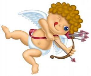 puzzel Cupido schieten een pijl met een boog