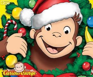 puzzel Curious George met Kerstmis