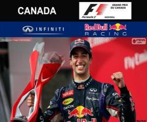 puzzel Daniel Ricciardo viert zijn overwinning in de Grand Prix van Canada 2014