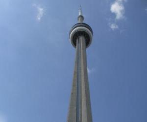 puzzel De CN Tower, communicatie-en uitkijktoren met een hoogte van meer dan 553 meter, Toronto, Ontario, Canada