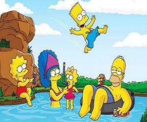 puzzel De familie Simpson een zomerse zondag