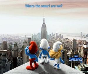 puzzel De groep van Smurfen, vraag me af waar de Smurf we zijn. - De Smurfen, film -