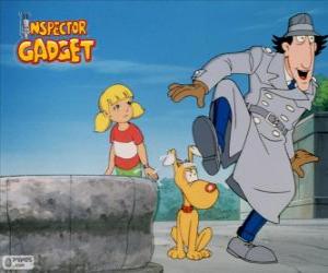 puzzel De Inspector Gadget met zijn nichtje Penny en haar hond Brain