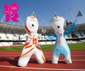 puzzel De mascottes van de Olympische spelen en Paralympics van 2012 Londen zijn Wenlock en Mandeville