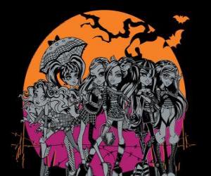 puzzel De Monster High op de nacht van Halloween