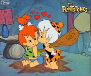 puzzel De mooie baby Pebbles Flintstone en Bam Bam Rubble