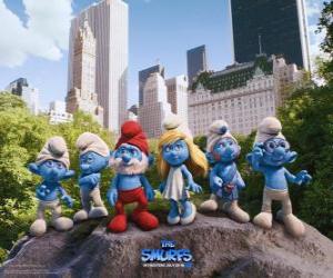 puzzel De Smurfen in Central Park in New York - De Smurfen, film -