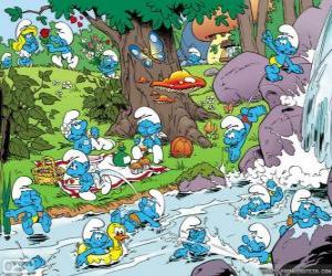 puzzel De Smurfen in de rivier