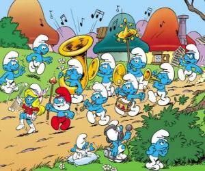 puzzel De Smurfen zijn een band