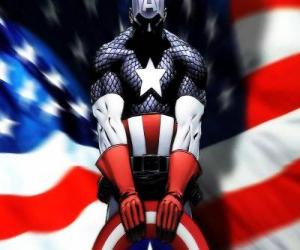 puzzel De superheld Captain America is een patriottisch en een expert in close combat