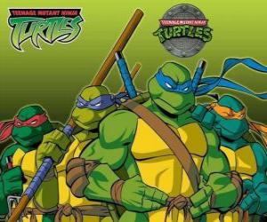 puzzel De vier Ninja Turtles: Leonardo, Michelangelo, Donatello en Raphael. Teenage Mutant Ninja Turtles of TMNT