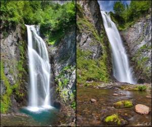 puzzel de waterval van Saut Deth foei, tussen 25 en 30 meter hoog de Val d'Aran, Catalonië, Spanje.