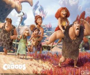 puzzel De zes leden van de familie Croods