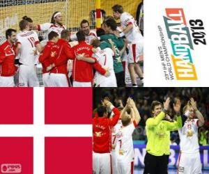 puzzel Denemarken op handbal 2013 World Cup zilveren medaille