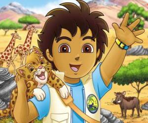 puzzel Diego en Baby Jaguar helpen de dieren in gevaar in de serie Go, Diego, Go!