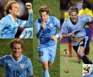 puzzel Diego Forlan, Beste speler (de Gouden Bal), van het wereldkampioenschap voetbal 2010 Zuid-Afrika