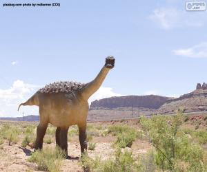 puzzel Dinosaurus in een woestijn landschap