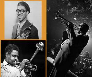 puzzel Dizzy Gillespie (1917 - 1993) trompettist, zanger en componist van de jazz