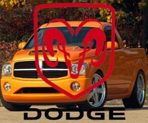 puzzel Dodge-logo, de Amerikaanse automerk