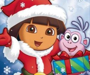 puzzel Dora de explorer wenst u fijne feestdagen Christmas