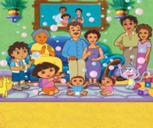 puzzel Dora met haar familie en vrienden