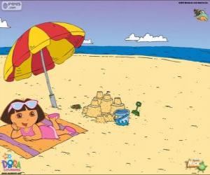 puzzel Dora op het strand