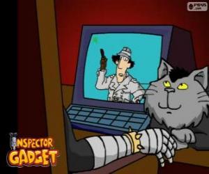 puzzel Dr. Claw met zijn dikke kat MAD Cat. Dokter Clawn is de leider van het kwaad MAD organisatie