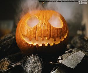 puzzel Een dampende Halloween pompoen