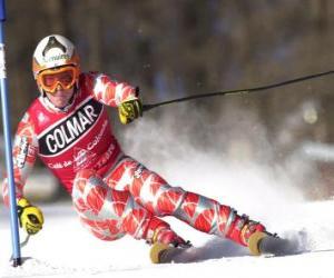 puzzel Een skiër in slalom competitie