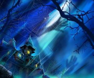 puzzel een spookhuis voor Halloween nacht