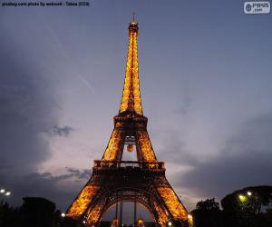 puzzel Eiffel Tower's nachts