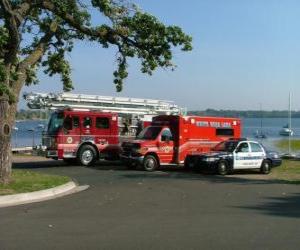 puzzel Emergency Voertuigen brandweer, ambulance en politie