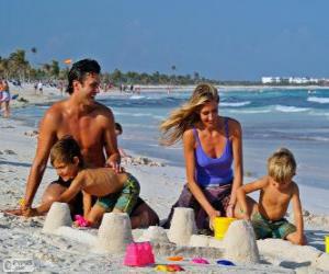 puzzel Familie op het strand