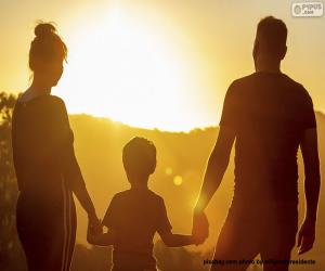 puzzel Familie zonsondergang