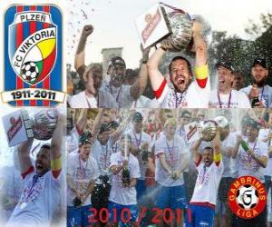 puzzel FC Viktoria Plzen, kampioen van de Tsjechische League Soccer, Gambrinus Liga 2010-2011