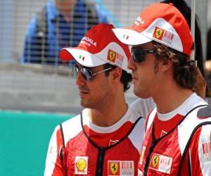 puzzel Felipe Massa, Fernando Alonso - Ferrari - 2010 Sepang