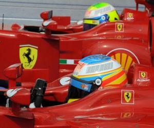 puzzel Fernando Alonso, Felipe Massa - Ferrari - Hongaarse Grand Prix 2010