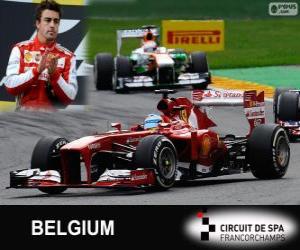 puzzel Fernando Alonso - Ferrari - 2013 Belgische Grand Prix, 2º ingedeeld